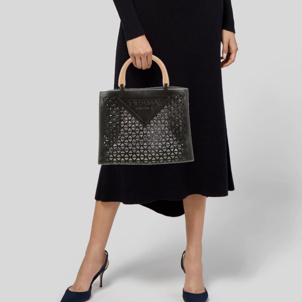 Gorgeous Prada Leather Laser Cut Top Handle Tote - Picture 16 of 16